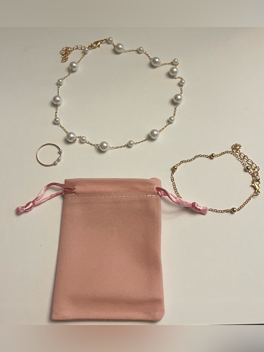 Gold Pearl Chain Bracelet